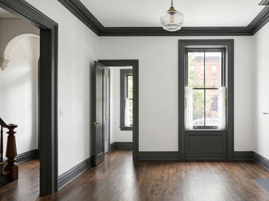 Painting - East Village brownstone interior, full repaint, white walls with charcoal trim