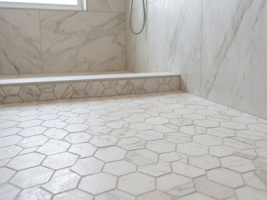 Tile Work - NoHo bathroom floor, hexagon tile pattern