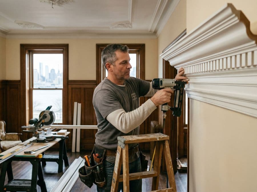Carpentry - crown molding install in NoHo townhouse, historic profile